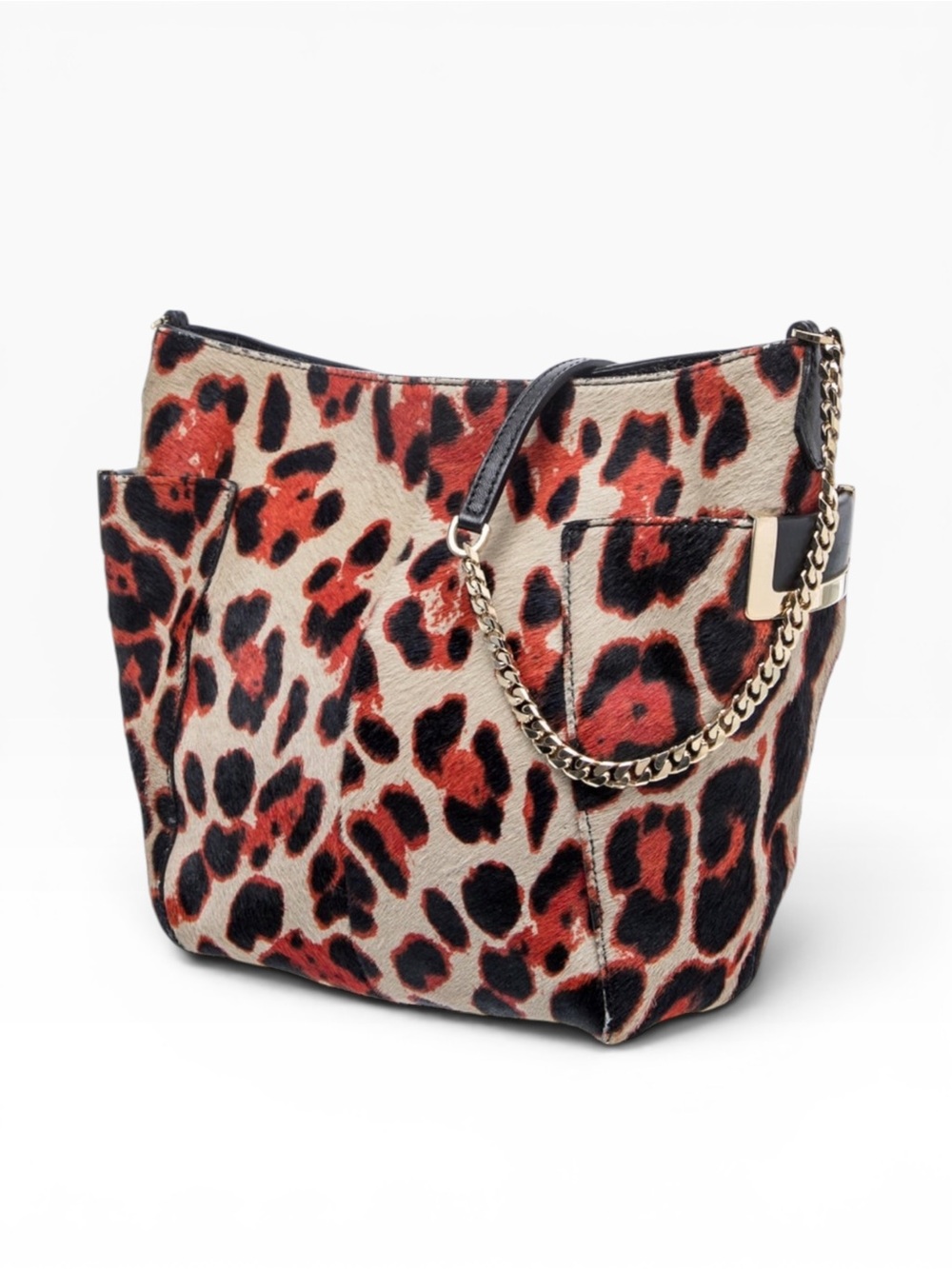 Jimmy Choo Pony Fur Leather Leopard Print Crossbody Bag - EUC - Picture 3 of 6